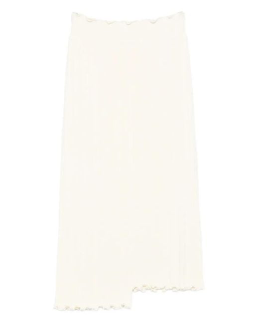 Jil Sander White Asymmetric Midi Skirt