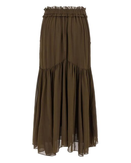 Isabel Marant Green Besma Ruffled Maxi Skirt