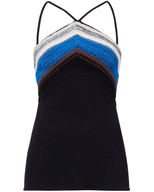 Proenza Schouler Blue Bella Crochet-detail Tank Top