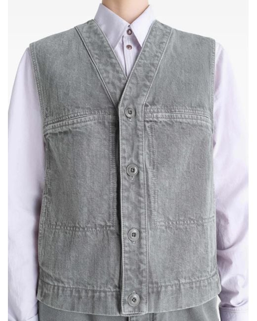 Lemaire Gray Button-Fastening Denim Gilet