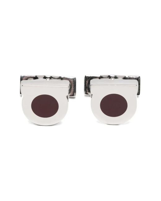 Ferragamo Metallic Logo Cufflinks for men