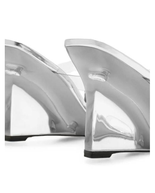 Stuart Weitzman White Transparent-Strap Wedge Sandals