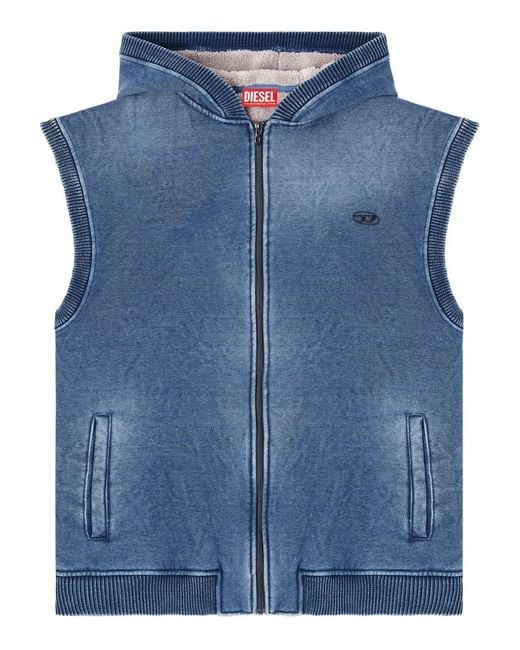 DIESEL Blue Hakel Logo-Detail Zip-Up Hoodie for men