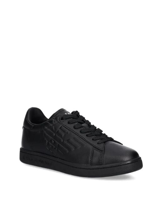 EA7 Black Logo-Debossed Sneakers