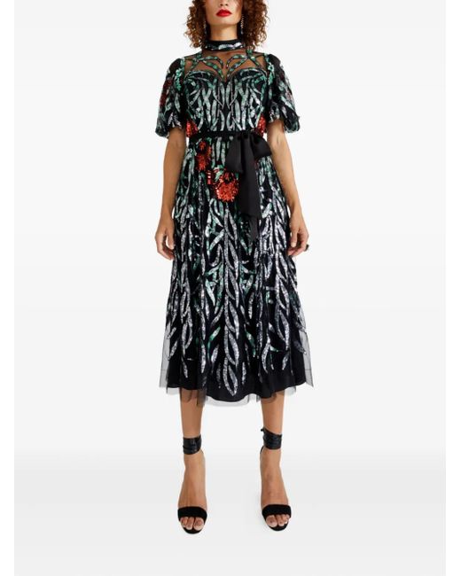 Temperley London Black Sequin-Embellished Midi Dress
