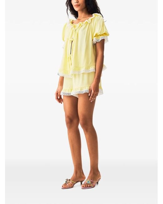 Sleeper Yellow Romantica Lace-Trim Pajamas