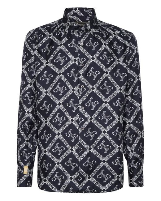Billionaire Blue Monogram Print Shirt for men