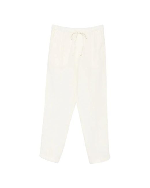 120% Lino White Drawstring Trousers for men