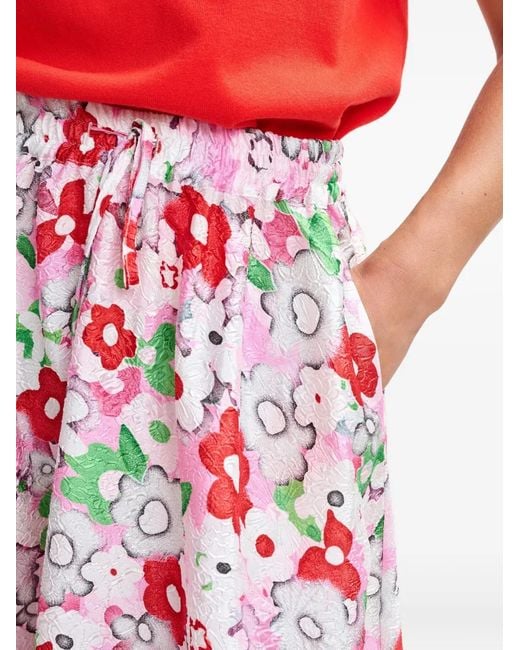 Essentiel Antwerp White Floral-Detail Midi Skirt