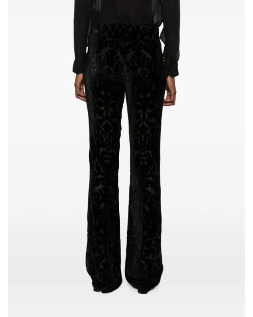 Gucci Black Gg Damask-Pattern Velvet Trousers