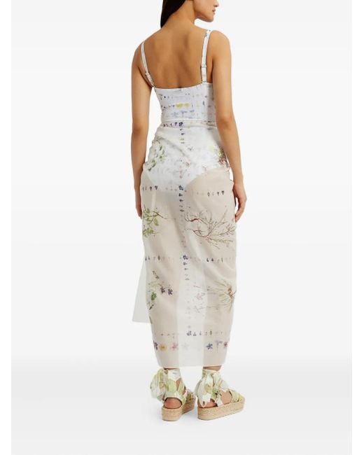 Pareo con estampado floral Erdem de color White