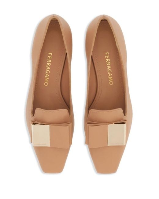 Ferragamo Brown Bow-detailing Leather Loafers