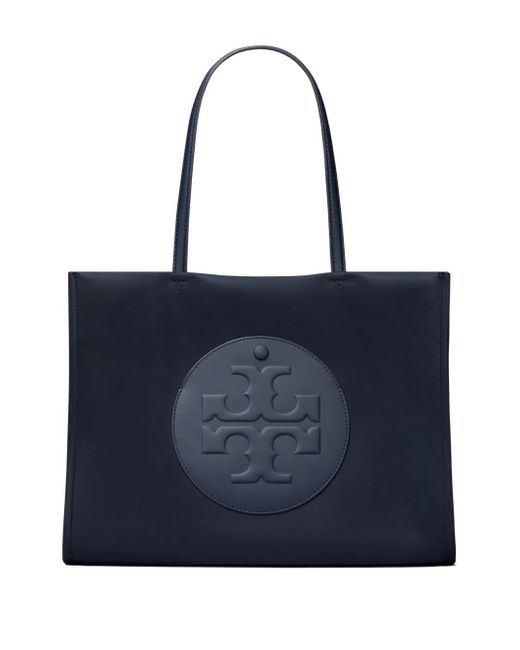 Borsa Tote Ella Media Con Logo Goffrato di Tory Burch in Blue