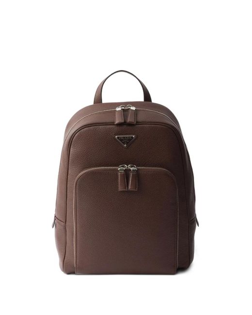 Sac À Dos En Cuir À Design Structuré Prada pour homme en coloris Brown