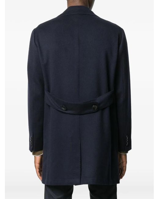 Kiton Blue Single-Breasted Coat for men