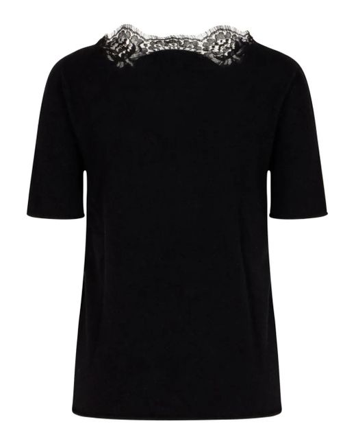 Alberta Ferretti Black Lace-Insert T-Shirt