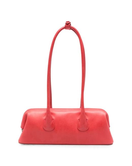 OSOI Red Mini Boat Leather Tote Bag
