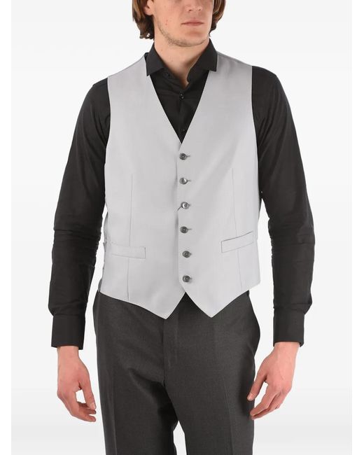 Corneliani Gray Single-Breasted Wool Waistcoat for men