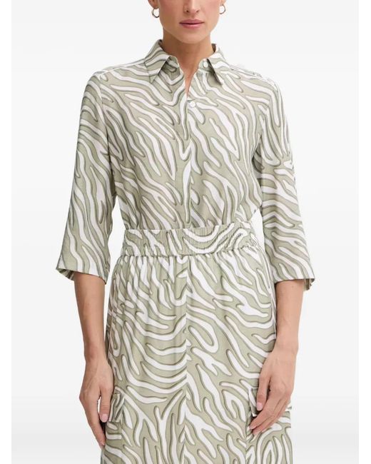 MARC AUREL Gray Zebra-Print Three-Quarter-Sleeve Shirt