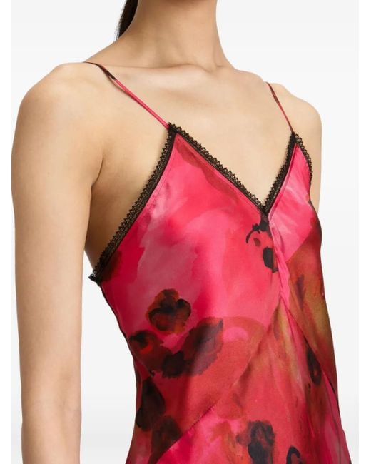 Victoria Beckham Red Floral-Print Maxi Dress