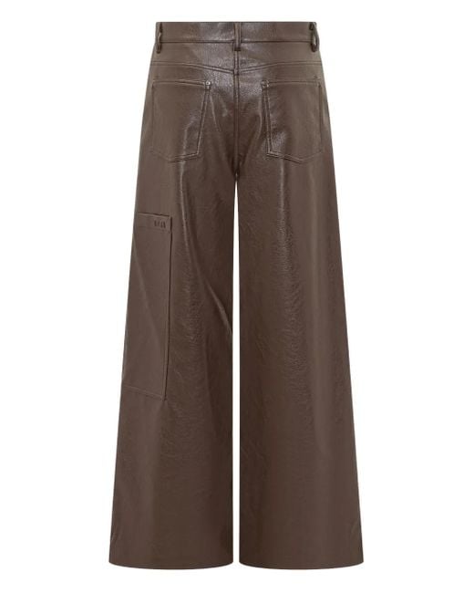 MSGM Brown Leather Trousers