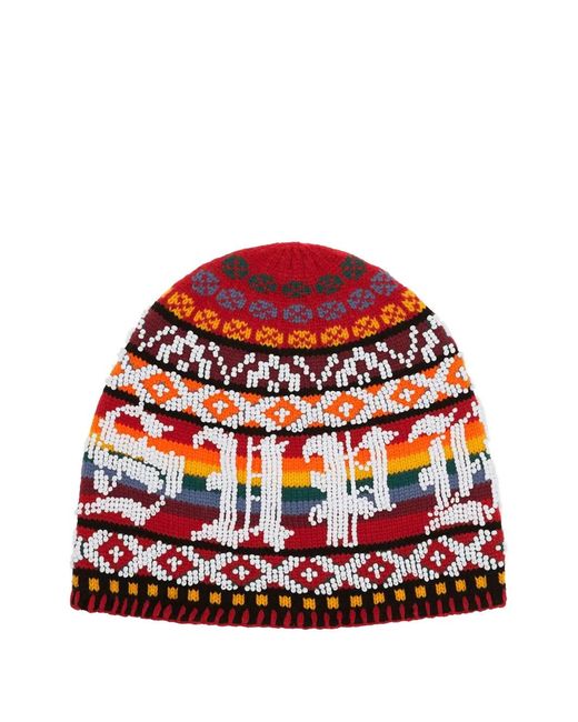 Supreme Red Beaded Beanie Hat for men