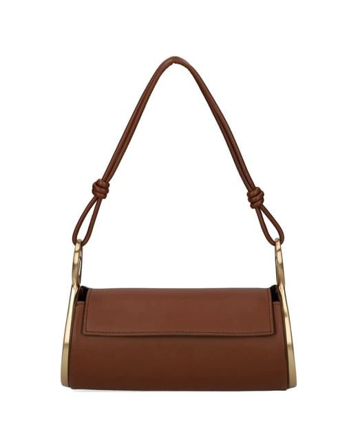Cult Gaia Brown Dahlia Cylindrical Shoulder Bag