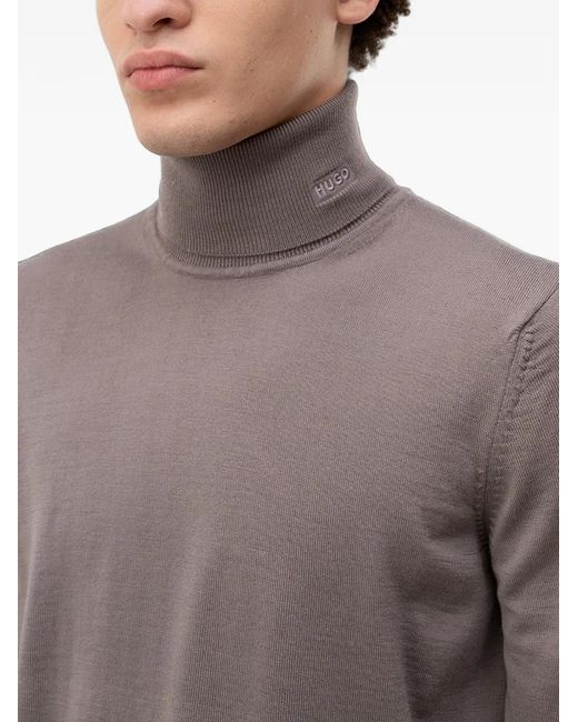 HUGO Gray Turtleneck Sweater for men