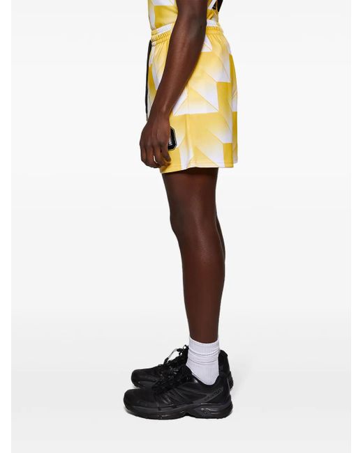 United Rivers Yellow Soccer Geometric-Print Drawstring Shorts for men