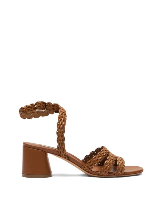 Casadei Brown Cleo Mid Heel Waves Sandals