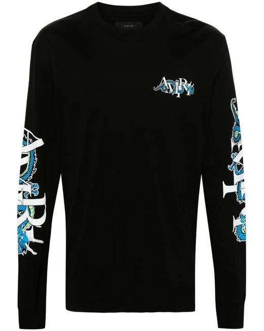 Amiri Black Lny Dragon Long-Sleeve T-Shirt for men
