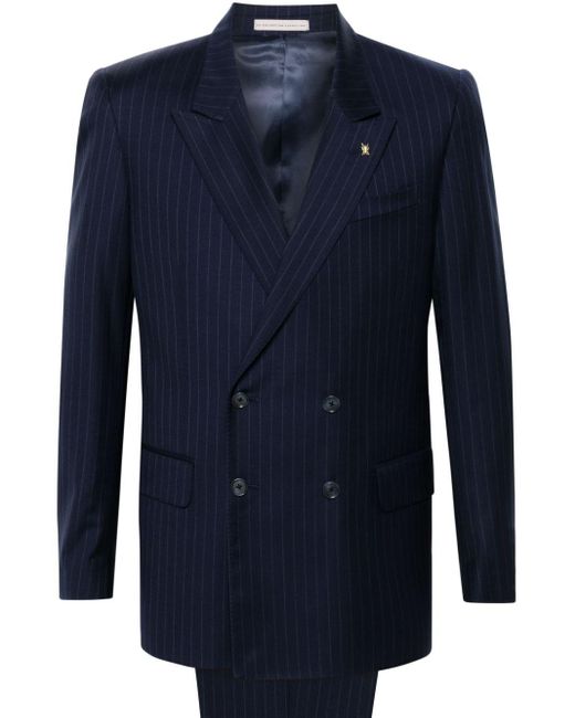 Costume rayé S130s à veste croisée Corneliani pour homme en coloris Blue