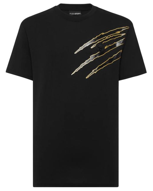 Philipp Plein Black Scratch-Print T-Shirt for men