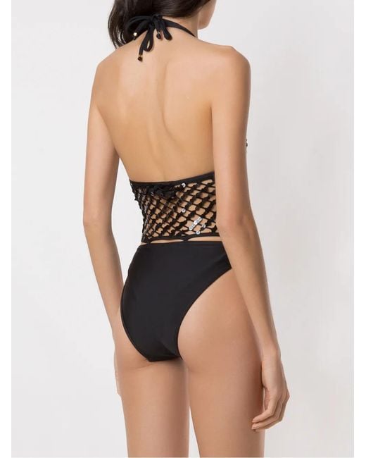 Amir Slama Black Mesh Panels Swimsuit