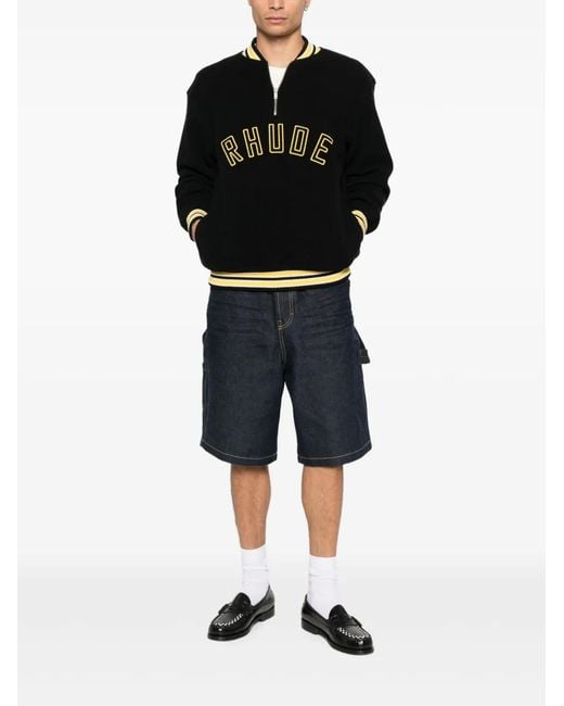 Rhude Black Zip-Up Sweatshirt for men