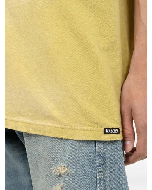 KAMIYA Yellow Rose-Embellished Pocket T-Shirt for men