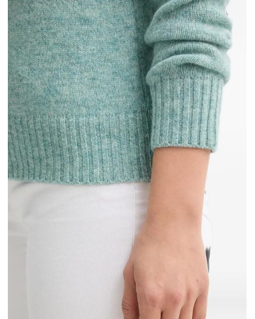 Benetton Blue Crew-Neck Ribbed-Trim Sweater