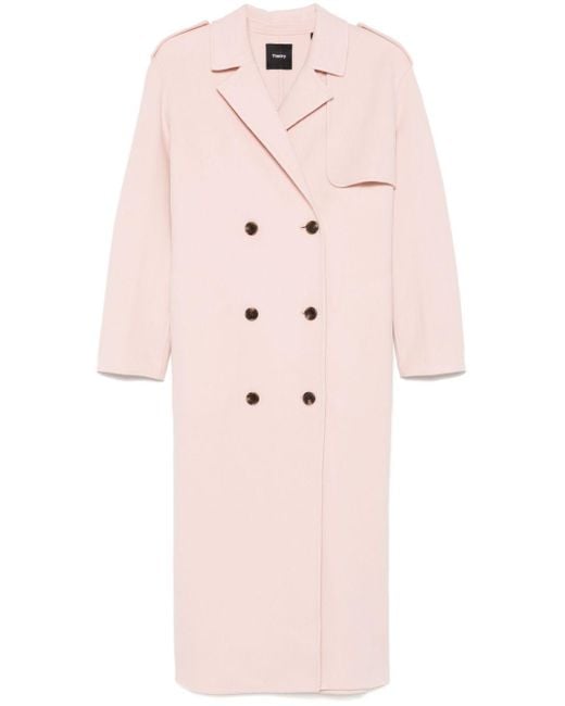 Theory Pink Double-Breasted Coat