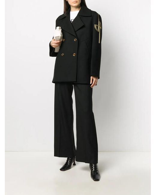 Patou Black Virgin Wool Double Breasted Coat