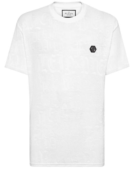 Philipp Plein White Logo-Appliqué Cotton T-Shirt for men