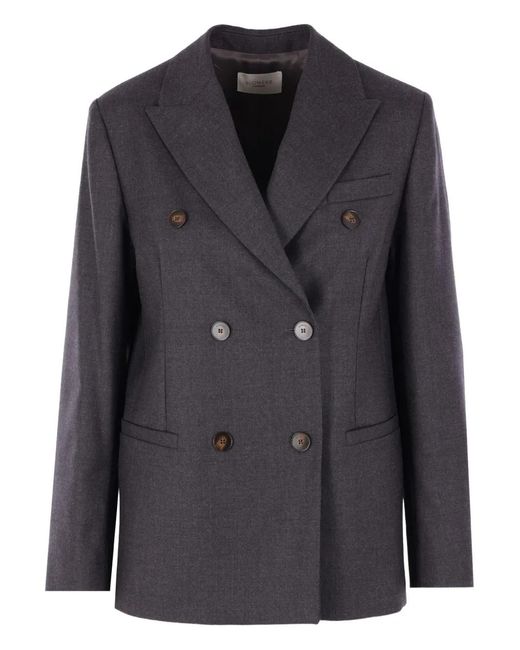 Montedoro Black Double-Breasted Peaked-Lapels Blazer