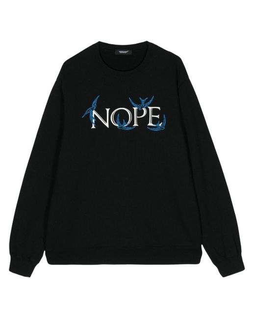 Undercover Black Nope Embroidered Cotton Sweatshirt for men
