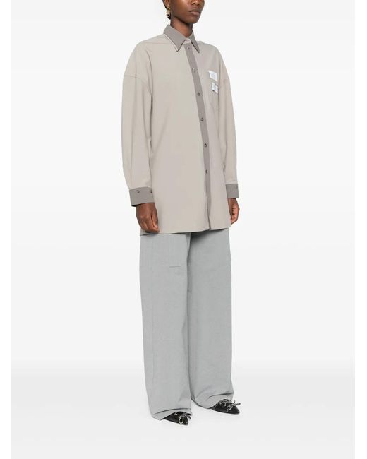 ROKH Gray Logo-Patch Detachable-Panels Shirt