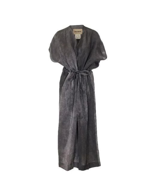 Uma Wang Gray Tie-Waist Tie-Dye Dress