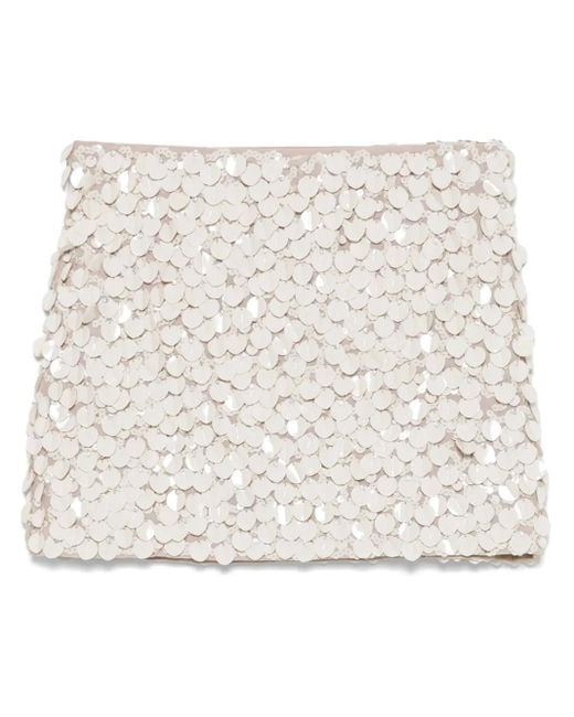 P.A.R.O.S.H. Natural Sequinned Mini Skirt