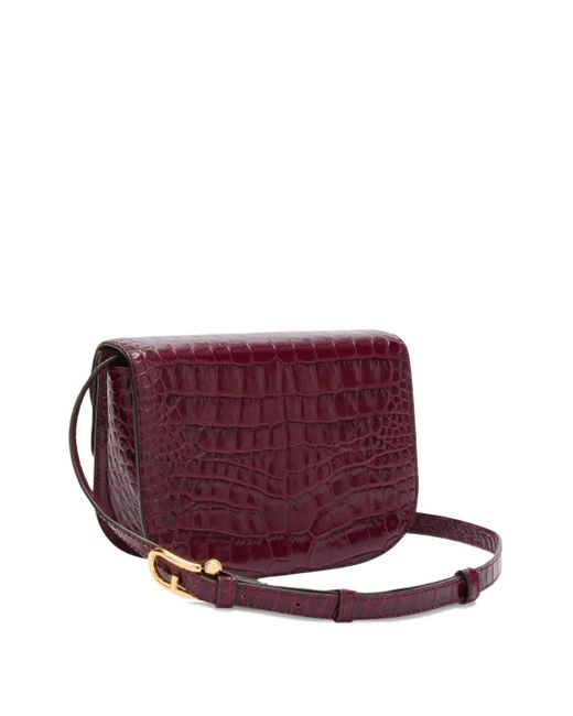 Furla Purple Sfera Crocodile-Embossed Dome Satchel