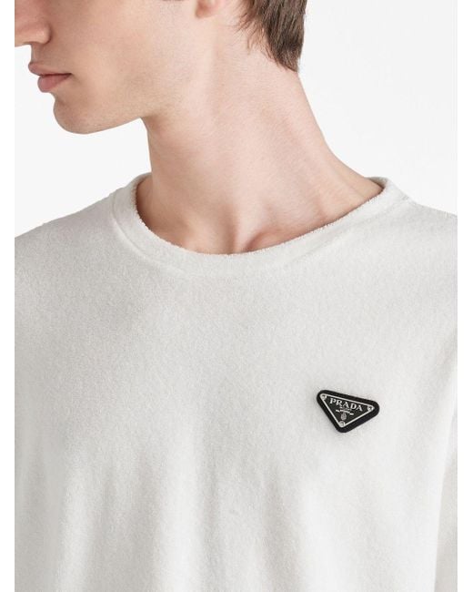 Prada Terry Towelling T-shirt in White for Men | Lyst