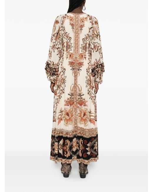 Farm Rio White Majestic Garden Ruffled Floral-Print Dress