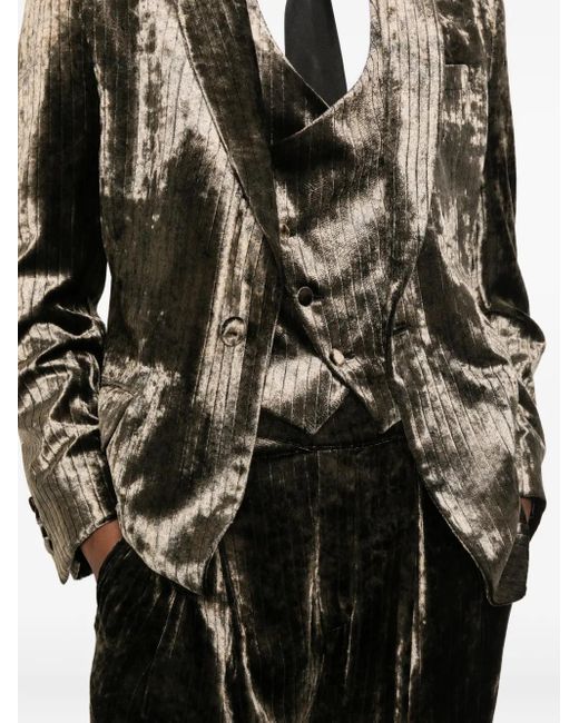 Emporio Armani Black Velvet-Texture Suit (Set Of Three) for men