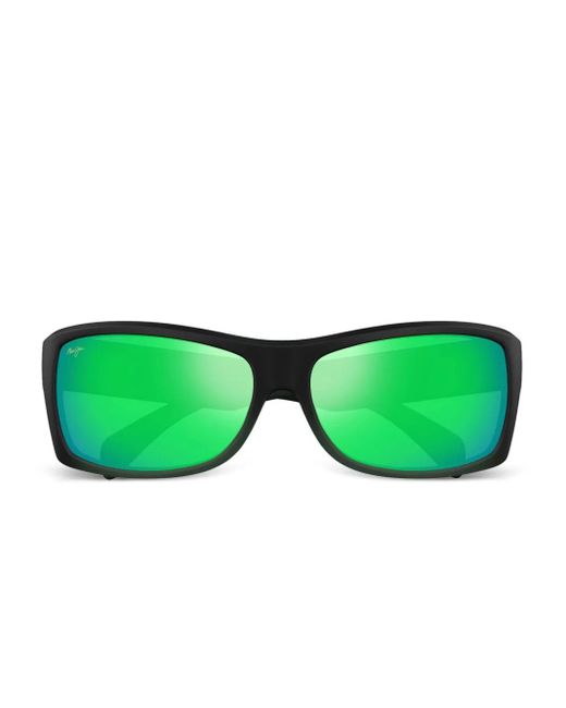 Maui Jim Green Verspiegelte Sonnenbrille Mit Eckigem Gestell